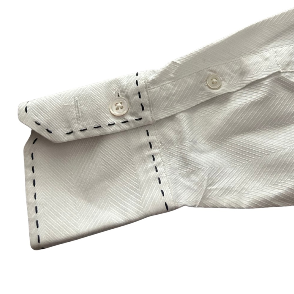 Faconnable Contrast Stitch Button Down Shirt | Wh… - image 6